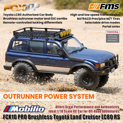 FMS FCX10 PRO Brushless Toyota Land Cruiser LC80 RS RC Crawler Adventure RTR