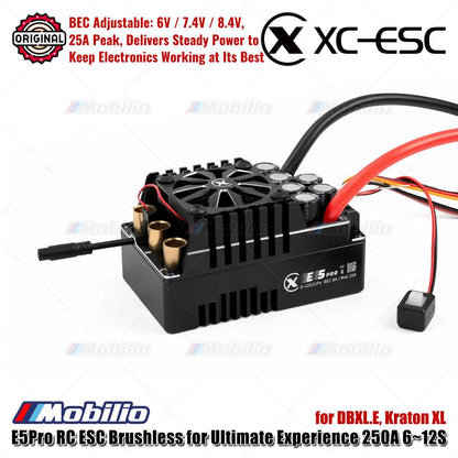ESC Sensor Tanpa Sikat XC-ESC E5 PRO untuk Mobil RC LiPo 6-12S 250A Berkelanjutan BEC 8A Puncak 25A