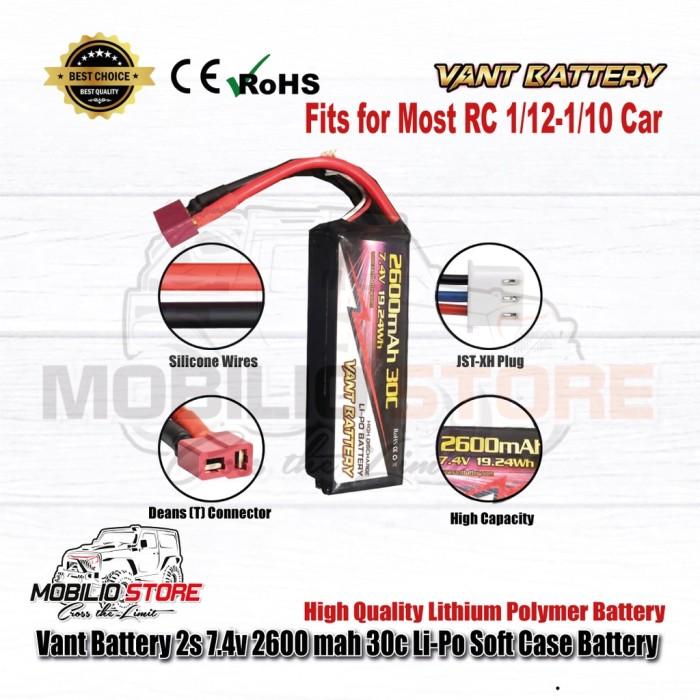 Vant Battery 2S 7.4V 2600 mAh 30C Lithium Polymer Soft Case Li-po Battery