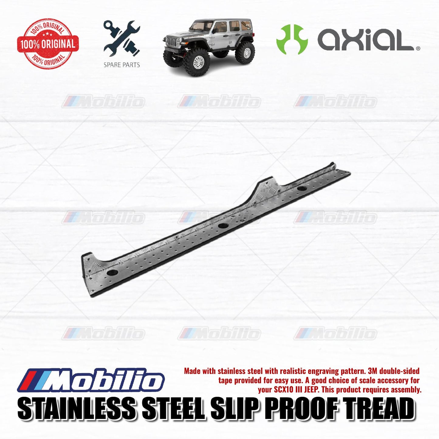 GPM Part #SCX3ZSP2 Stainless Steel Slip Proof Tread for Axial SCX10 III Jeep Wrangler