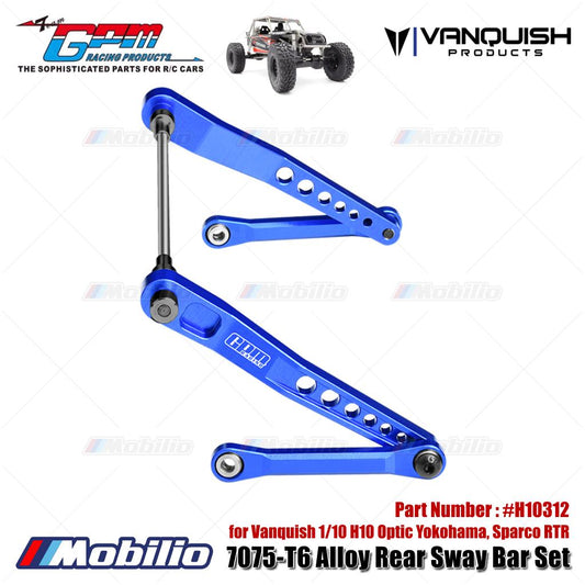 GPM Part #H10312 7075-T6 Alloy Rear Sway Bar Set for Vanquish 1/10 H10 Optic Yokohama Sparco RTR