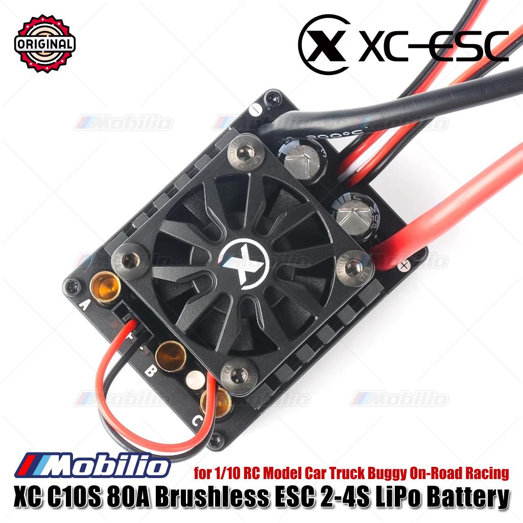 XC-ESC C10S 80A Brushless ESC Mendukung Baterai Lipo 2~4S untuk Mobil Model RC 1/10 Truk Buggy Balap On-Road