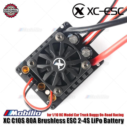 XC-ESC C10S 80A Brushless ESC Mendukung Baterai Lipo 2~4S untuk Mobil Model RC 1/10 Truk Buggy Balap On-Road
