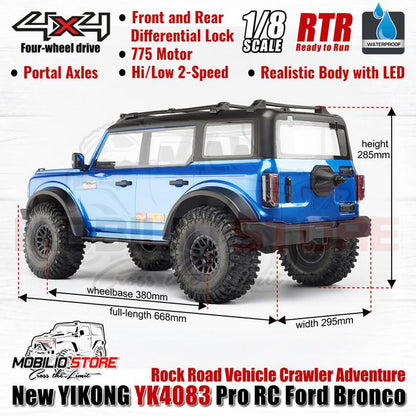 Yikong YK-4083 Ford Bronco 1/8 Scale RTR RC Rock Road Vehicle Crawler