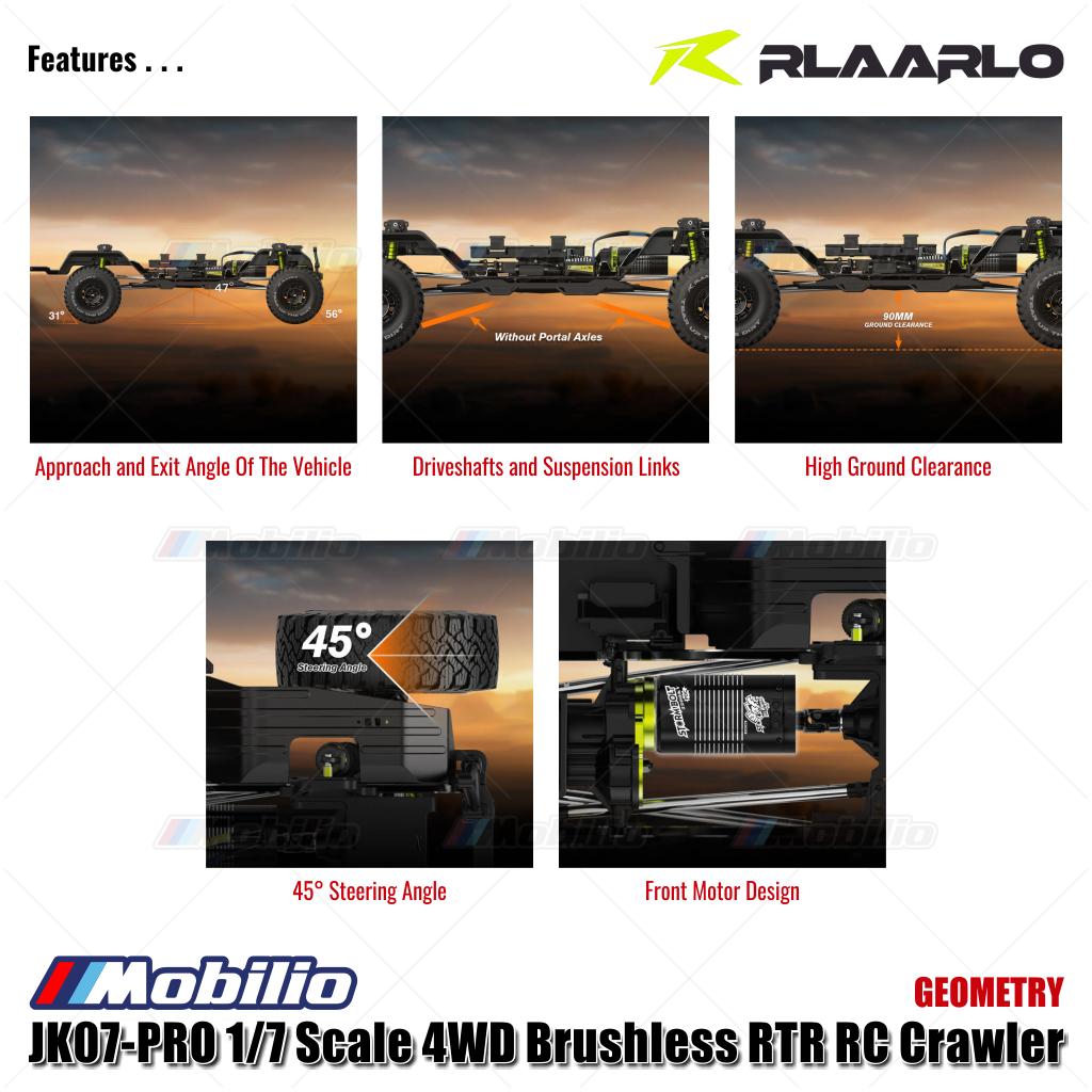 Rlaarlo JK07 PRO Skala 1/7 4WD Brushless RTR 2.4GHz RC Crawler Adventure Wrangler 2025 Kontrol Jarak Jauh