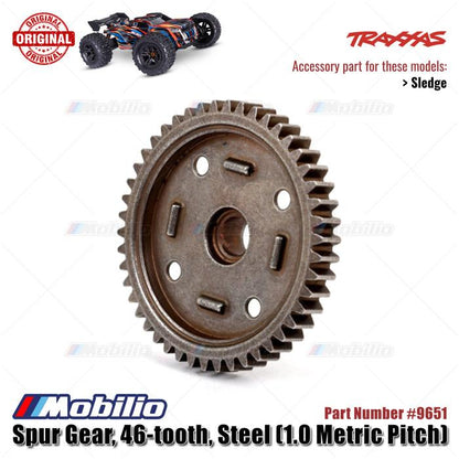 Traxxas Part #9651 46-tooth Steel Spur Gear (1.0 Metric Pitch) fits Sledge 1/8 Scale Off-Road