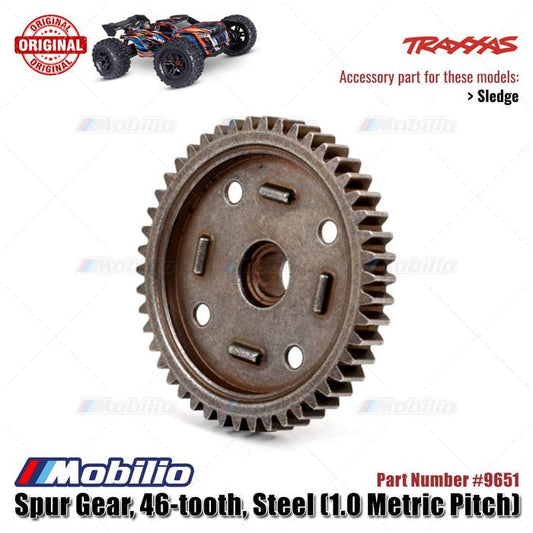 Traxxas Bagian #9651 Gigi Penggerak Baja 46-gigi (Pitch Metrik 1.0) cocok untuk Sledge Skala 1/8 Off-Road