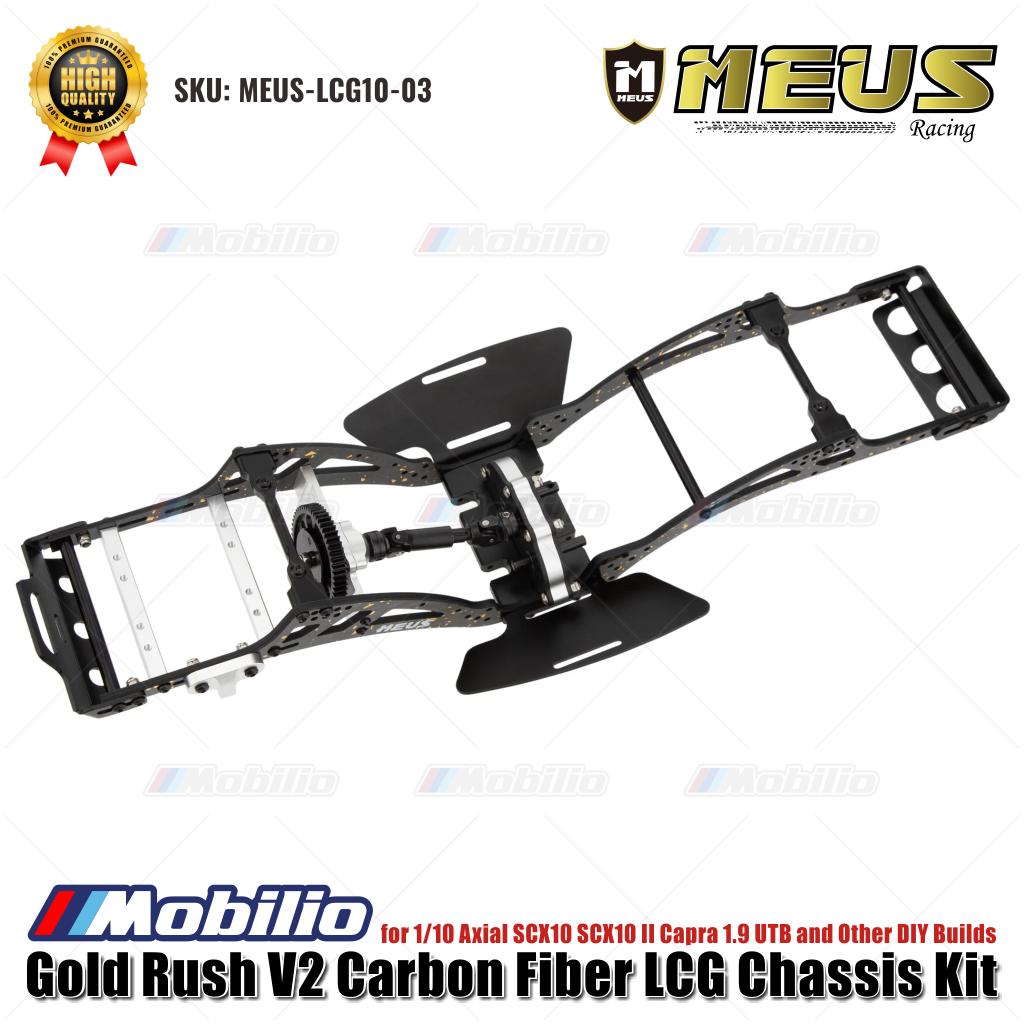 MEUS Racing Gold Rush V2 Carbon Fiber LCG Chassis Kit MEUS-LCG10-03 untuk 1/10 Axial SCX10 SCX10 II Capra 1.9 UTB dan Rakitan DIY Lainnya