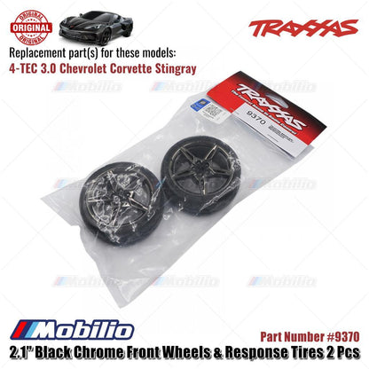 Traxxas Part #9370 2.1" Black Chrome Front Wheels & Response Tires 2 Pcs RC Chevrolet Corvette Stingray