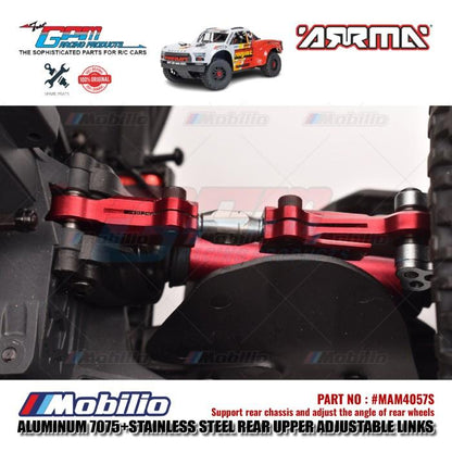 GPM Part #MAM4057S Aluminum and Stainless Steel Rear Upper Adjustable Links Arrma 1/8 Mojave 4X4 4S BLX Desert Truck  Remote Control