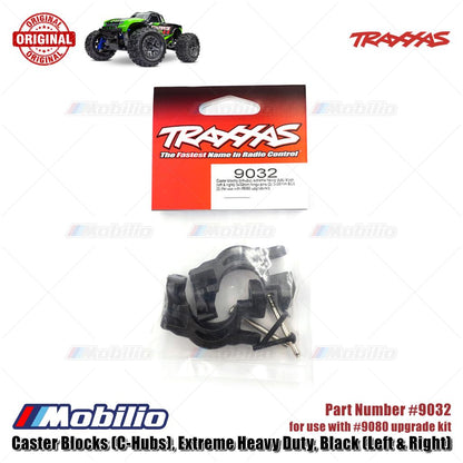 Traxxas Part #9032 Caster Blocks C-Hubs Extreme Heavy Duty Black Left & Right for RC Stampede