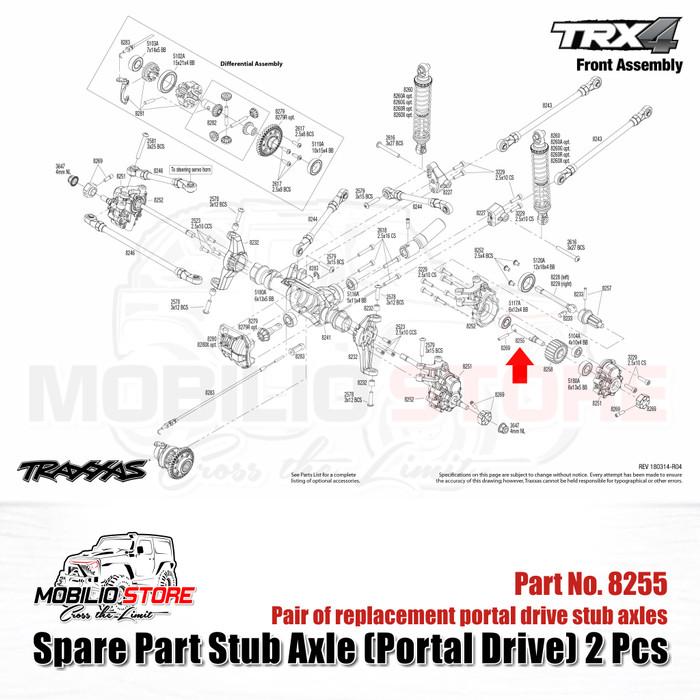 Traxxas Part #8255 Pair of replacement portal drive stub axles for Traxxas Part TRX4