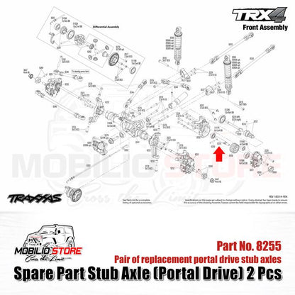 Traxxas Part #8255 Pair of replacement portal drive stub axles for Traxxas Part TRX4