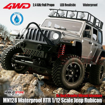 MN128 Waterproof RTR 1/12 Scale Jeep Rubicon RC Rock Crawler Adventure