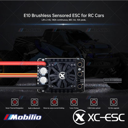 XC-ESC E10 Brushless Sensored ESC LiPo 2-4S 140A Kontinu BEC 5A 10A Puncak untuk Mobil RC 1/8 - 1/10
