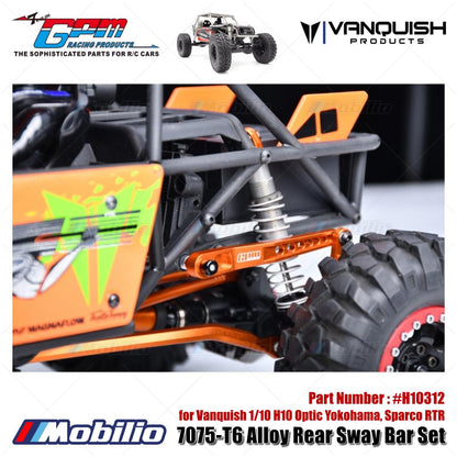 GPM Part #H10312 7075-T6 Alloy Rear Sway Bar Set for Vanquish 1/10 H10 Optic Yokohama Sparco RTR