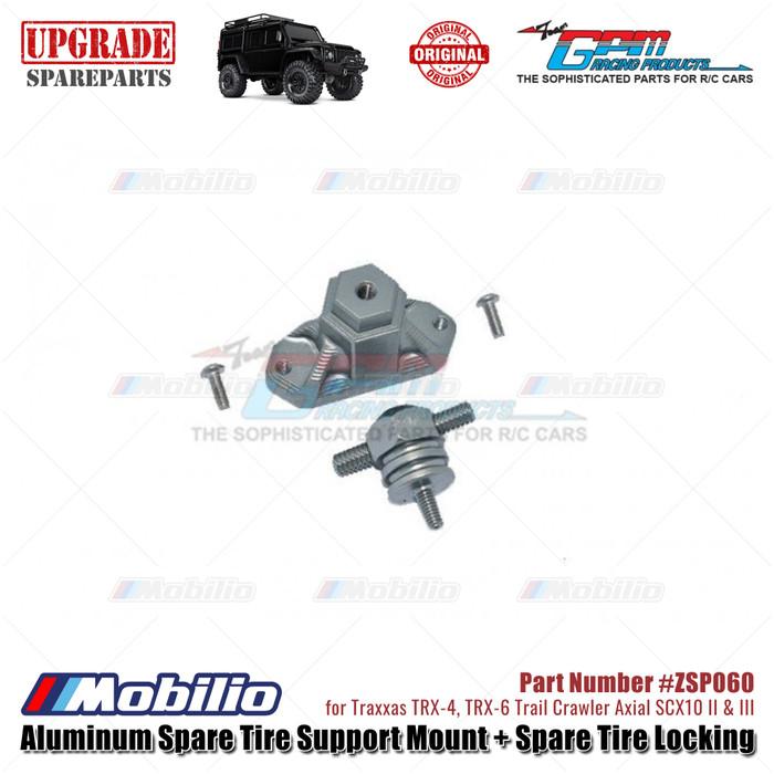 GPM Part #ZSP060 Aluminum Spare Tire Support Mount and Spare Tire Locking for 1/10 Crawlers RC Traxxas TRX4 Axial SCX10