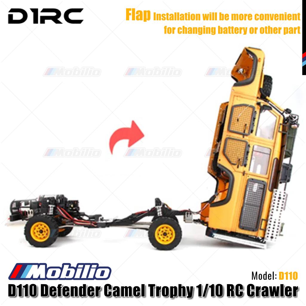 D1RC D110 Defender Camel Trophy Skala 1/10 Jarak Sumbu Roda 334mm Mobil RC Crawler Petualangan