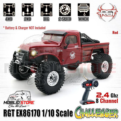 RGT EX86170 Challenger 1/10 Skala 2.4G 2-Kecepatan FWD/4WD Mobil RC Crawler