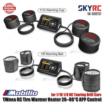 SkyRC #SK-600157 TWneo RC Penghangat Ban Pemanas 20–80℃ Kontrol Suhu 4 Roda Independen Kontrol Aplikasi untuk Ban Balap Mobil On-Road RC Skala 1/8 & 1/10