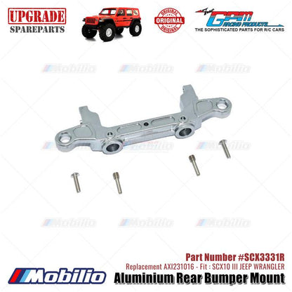 GPM Part #SCX3331R Aluminium Rear Bumper Mount Upgrade Axial SCX10 III Jeep Wrangler AXI231016 Replacement