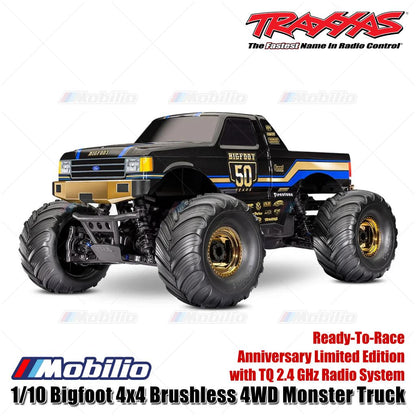Traxxas 67134-1 1/10 Bigfoot 4x4 Brushless 4WD Monster Truck Edisi Terbatas Ulang Tahun ke-50 RTR EP dengan Sistem Radio TQ 2.4 GHz