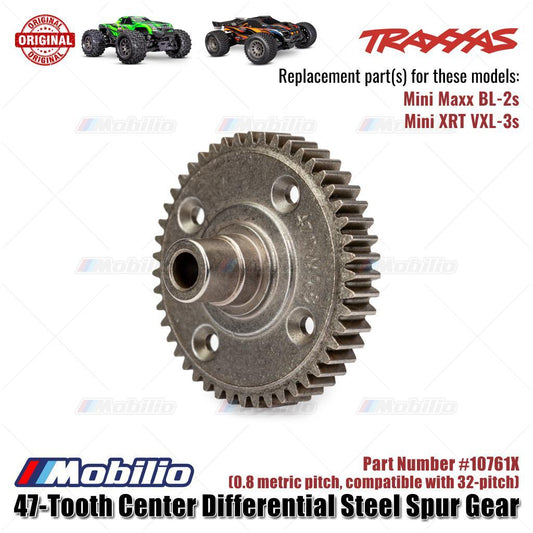 Traxxas Part #10761X 47-Tooth Center Differential Steel Spur Gear 0.8 Metric Pitch Compatible with 32-pitch RC Mini Maxx BL-2S Mini XRT VXL-3S