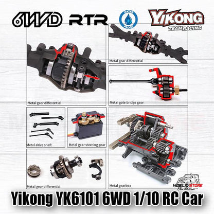 Yikong YK6101 1/10 Scale RC Car 6x6 RTR Defender Flying Huntsman Body