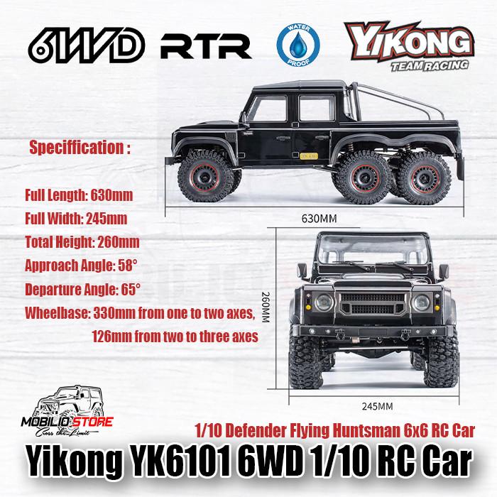 Yikong YK6101 1/10 Scale RC Car 6x6 RTR Defender Flying Huntsman Body