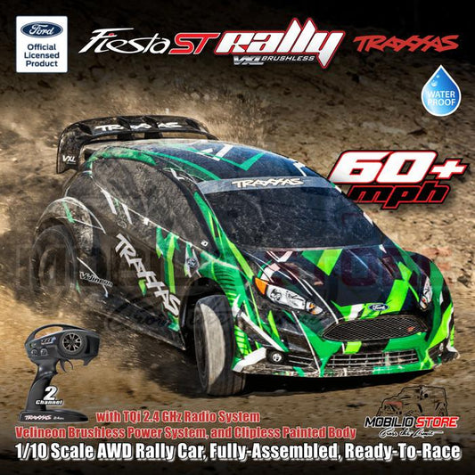 Traxxas 74276-4 Ford Fiesta ST Rally VXL Brushless 1/10 Scale AWD Rally Car RTR 60+ MPH dengan Velineon VXL-3s ESC dan TQi 2.4 GHz Radio System - Kontrol