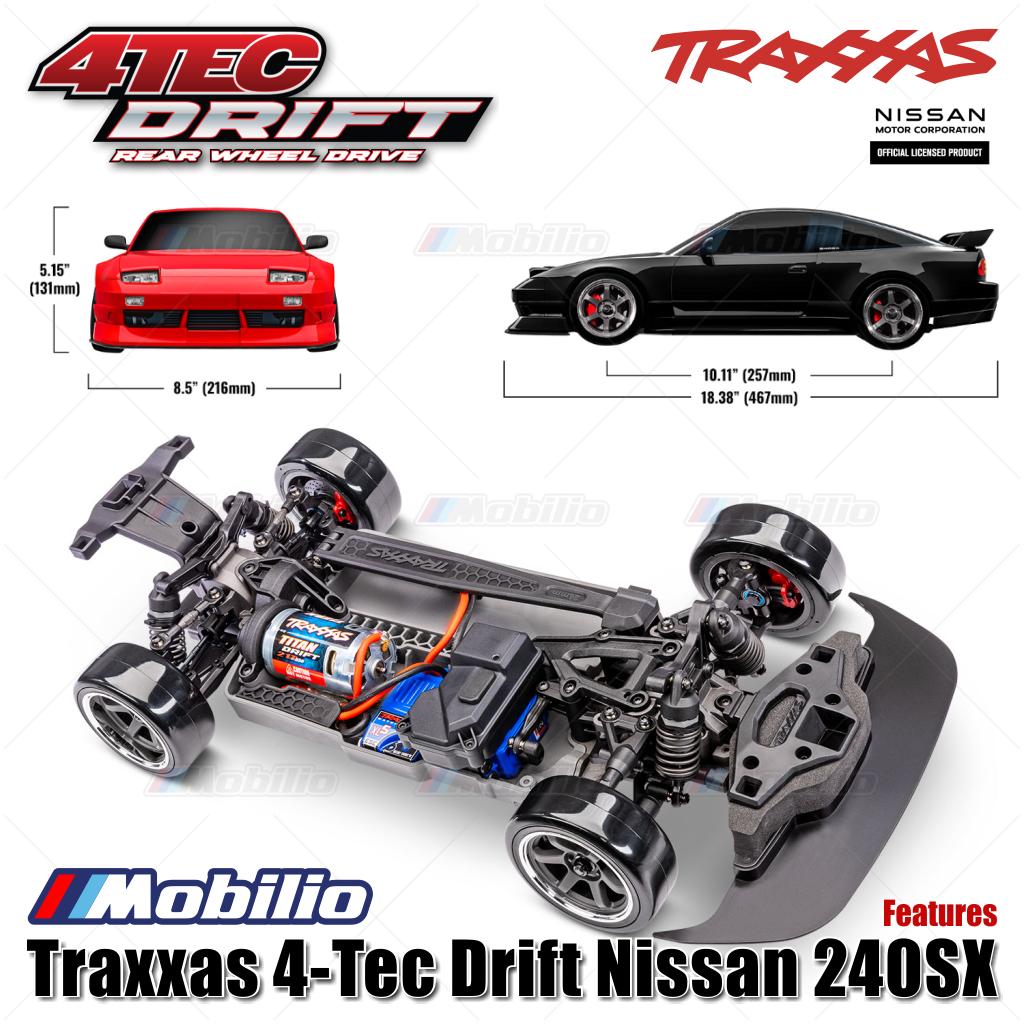 Traxxas 105247-4 4-Tec Drift Nissan 240SX S13 1/10 RWD with TQi 2.4 GHz Radio with Wireless Module Clipless Body RTR