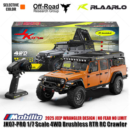 Rlaarlo JK07 PRO Skala 1/7 4WD Brushless RTR 2.4GHz RC Crawler Adventure Wrangler 2025 Kontrol Jarak Jauh