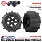Traxxas Part #8674 Paddle Tires & Wheels Assembled Glued TSM Rated Black 3.8" Wheels for RC E-Revo Sledge