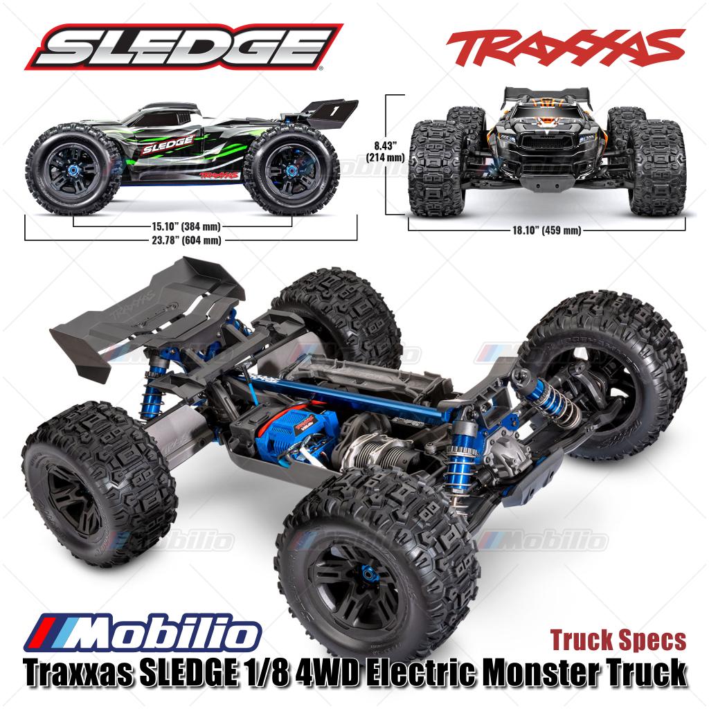 Traxxas 95096-4 SLEDGE 1/8 Truk Rakasa 6s Tanpa Sikat 2.4GHz 4WD RTR TQI TSM Ban Sabuk
