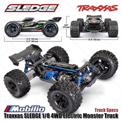 Traxxas 95096-4 SLEDGE 1/8 Truk Rakasa 6s Tanpa Sikat 2.4GHz 4WD RTR TQI TSM Ban Sabuk