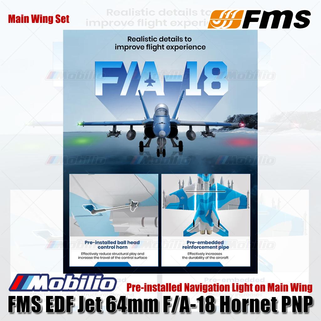 FMS EDF Jet 64mm F/A-18 Hornet PNP Desain Ulang Keunggulan Udara Melanjutkan Legenda Pertempuran Udara Pemodelan Aero