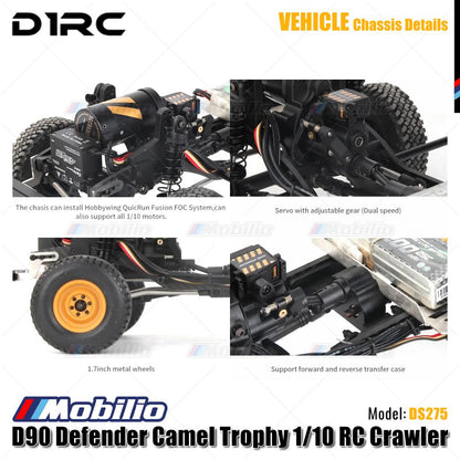 D1RC DS275 D90 Defender Camel Trophy 1/10 Scale 275mm Wheelbase RC Crawler Car Adventure