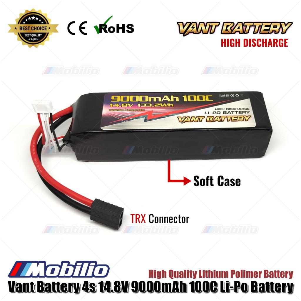 Baterai Lipo Polimer Lithium Vant Battery 14.8V 4S 9000mAh 100C Kotak Lunak RC