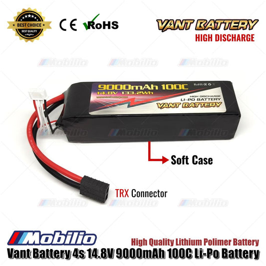 Baterai Lipo Polimer Lithium Vant Battery 14.8V 4S 9000mAh 100C Kotak Lunak RC