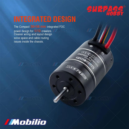 Surpass Hobby Gecko 3660 Fusion FOC 1800KV Motor + 40A ESC All-in-One Waterproof for 1/10 RC Crawler Car Trucks Model