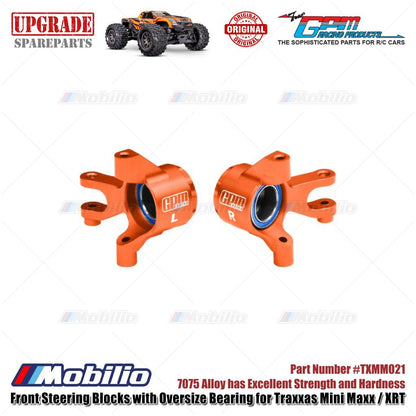 GPM Part #TXMM021 7075 Alloy Front Steering Blocks with Oversize Bearing for RC Traxxas Mini Maxx / Mini XRT