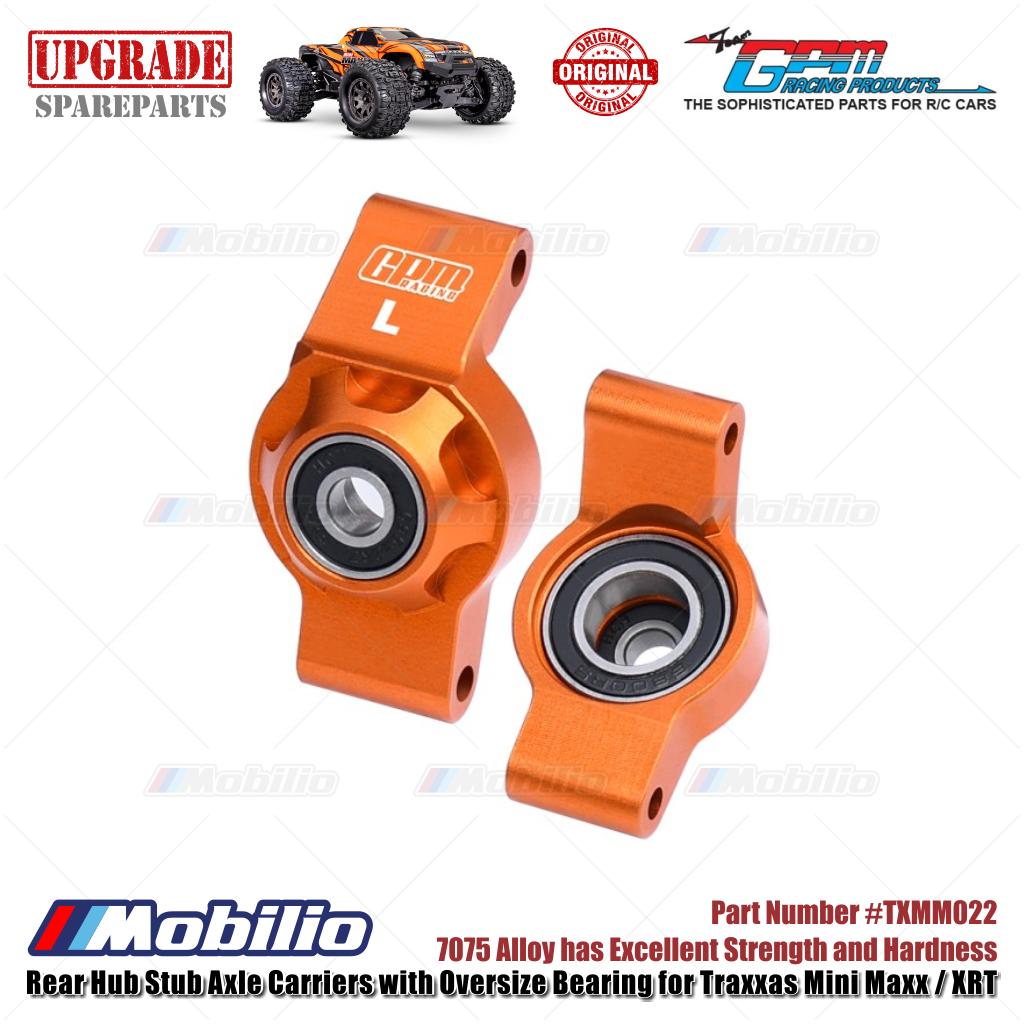 GPM Part #TXMM022 7075 Alloy Rear Hub Stub Axle Carriers with Oversize Bearing for Traxxas Mini Maxx / Mini XRT