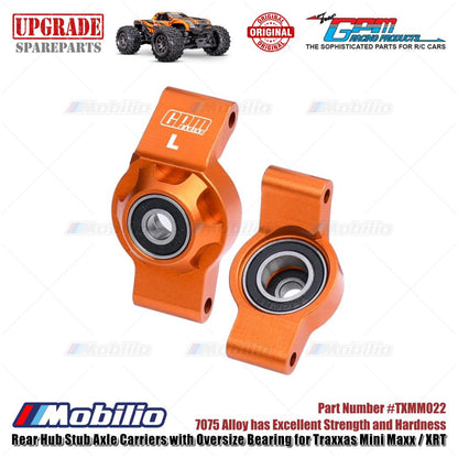 GPM Part #TXMM022 7075 Alloy Rear Hub Stub Axle Carriers with Oversize Bearing for Traxxas Mini Maxx / Mini XRT