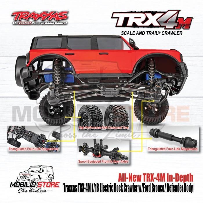 Traxxas 97054-1 TRX-4M 1/18 Mini Crawler Elektrik dengan Bodi Land Rover Defender Tanpa Klip