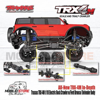 Traxxas 97054-1 TRX-4M 1/18 Mini Crawler Elektrik dengan Bodi Land Rover Defender Tanpa Klip