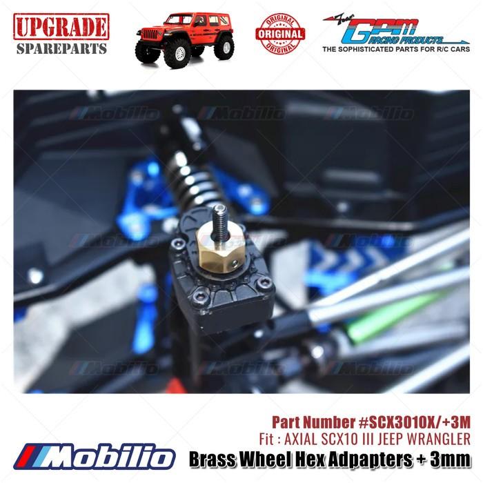 GPM Part #SCX3010X/+3M Brass Wheel Hex Adpapters + 3mm Upgrade Axial SCX10 III Jeep Wrangler AXI232018 Replacement  Remote Control