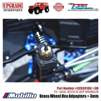 GPM Part #SCX3010X/+3M Brass Wheel Hex Adpapters + 3mm Upgrade Axial SCX10 III Jeep Wrangler AXI232018 Replacement  Remote Control