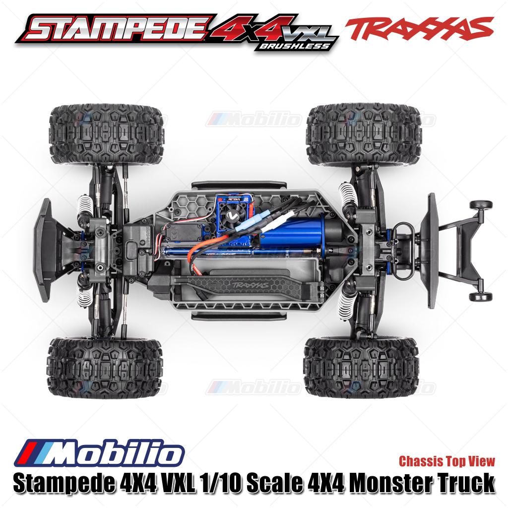 Traxxas 90376-4 Stampede VXL 1/10 Skala 4X4 Truk Monster Rakitan Penuh Tahan Air RTR dengan TQi TSM