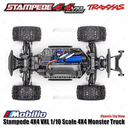 Traxxas 90376-4 Stampede VXL 1/10 Skala 4X4 Truk Monster Rakitan Penuh Tahan Air RTR dengan TQi TSM