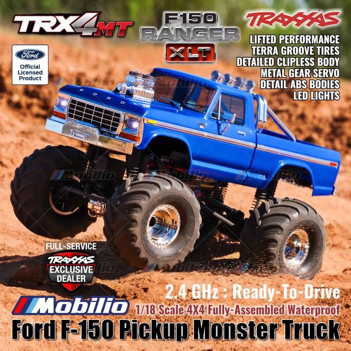 Traxxas 98044-1 TRX-4MT Ford F-150 Ranger XLT Pickup Monster Truck Bigfoot Skala 1/18 4X4 RTR Rakitan Lengkap Tahan Air TRX4MT Tanpa Klip